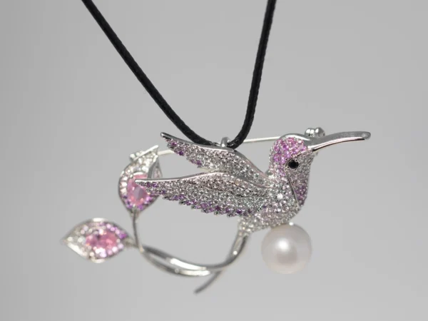 Hummingbird Brooch - Pink Variation