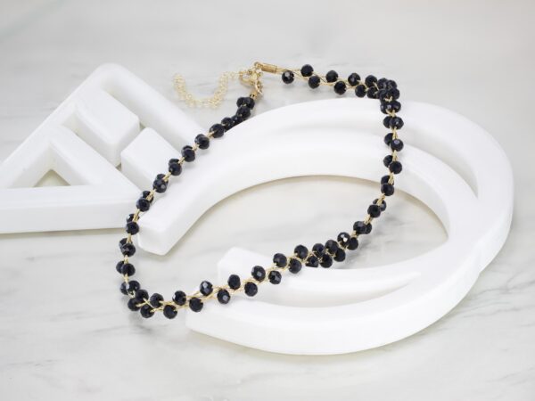 Black Spinel Braided Choker Necklace