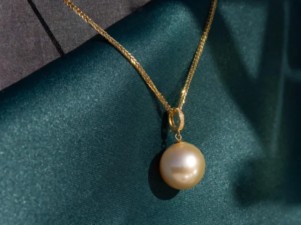 Golden South Sea Pearl (~12mm) & Diamond Statement Necklace