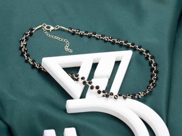 Black Spinel Braided Choker Necklace