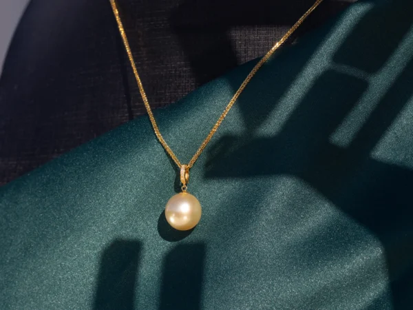 Golden South Sea Pearl (~12mm) & Diamond Statement Necklace