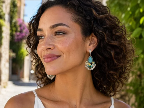 Turquoise & Pearl Chandelier Earrings