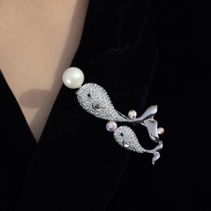 Mother & Child Dolphin Brooch