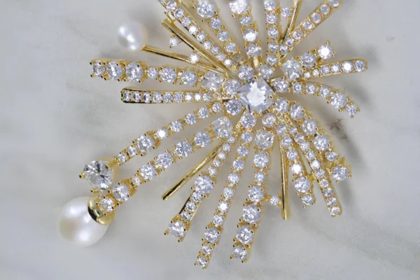 Natural Pearl Fireworks Brooch