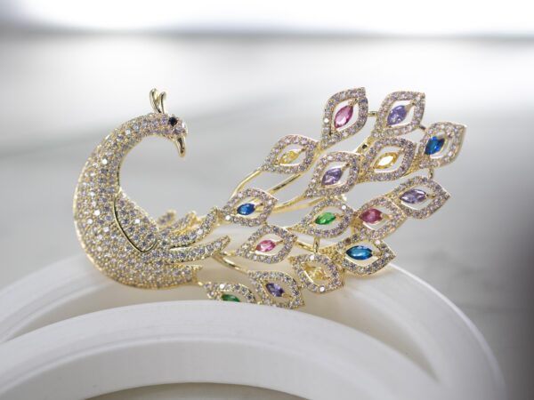 Rainbow Peacock Brooch