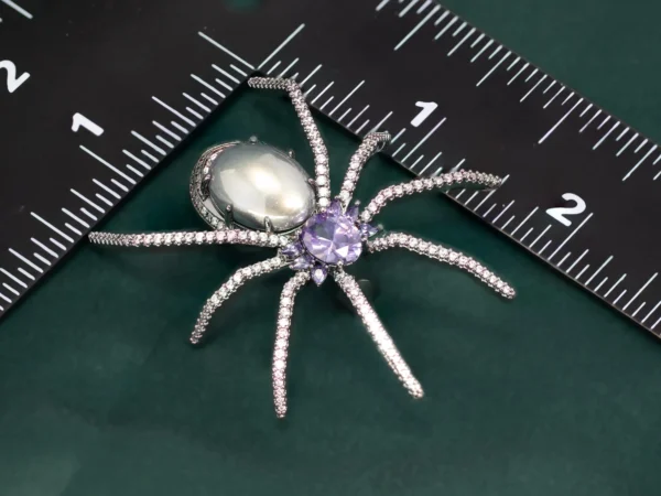 Amethyst Crystal Spider Brooch